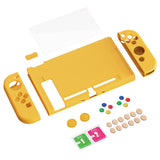 PlayVital ZealProtect Soft Protective Case for Nintendo Switch, Flexible Cover Protector for Nintendo Switch with Tempered Glass Screen Protector & Thumb Grip Caps & ABXY Direction Button Caps - Bright Yellow - RNSYM5009
