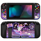 PlayVital ZealProtect Soft Protective Case for Nintendo Switch, Flexible Cover for Switch with Tempered Glass Screen Protector & Thumb Grips & ABXY Direction Button Caps - Dancing Notes - RNSYV6049