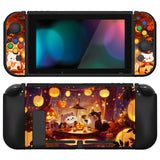 PlayVital ZealProtect Soft Protective Case for Nintendo Switch, Flexible Cover for Switch with Tempered Glass Screen Protector & Thumb Grips & ABXY Direction Button Caps - Halloween Pumpkin Fest - RNSYV6051