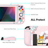 PlayVital ZealProtect Soft Protective Case for Nintendo Switch, Flexible Cover for Switch with Tempered Glass Screen Protector & Thumb Grips & ABXY Direction Button Caps - Hungry Kitties - RNSYV6044