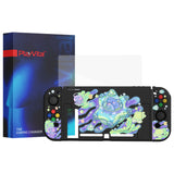 PlayVital ZealProtect Soft Protective Case for Nintendo Switch, Flexible Cover for Switch with Tempered Glass Screen Protector & Thumb Grips & ABXY Direction Button Caps - Shark Quest - RNSYV6039