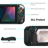 PlayVital ZealProtect Soft Protective Case for Nintendo Switch, Flexible Cover for Switch with Tempered Glass Screen Protector & Thumb Grips & ABXY Direction Button Caps - Silver Splatter - RNSYV6053