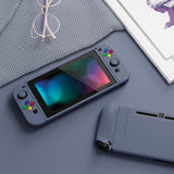 PlayVital ZealProtect Soft Protective Case for Nintendo Switch, Flexible Cover Protector for Nintendo Switch with Tempered Glass Screen Protector & Thumb Grip Caps & ABXY Direction Button Caps - Slate Gray - RNSYM5011