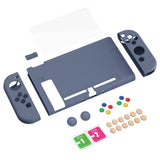PlayVital ZealProtect Soft Protective Case for Nintendo Switch, Flexible Cover Protector for Nintendo Switch with Tempered Glass Screen Protector & Thumb Grip Caps & ABXY Direction Button Caps - Slate Gray - RNSYM5011