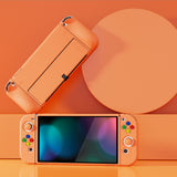 PlayVital ZealProtect Soft Protective Case for Nintendo Switch OLED, Flexible Protector Joycon Grip Cover for Nintendo Switch OLED with Thumb Grip Caps & ABXY Direction Button Caps - Apricot Yellow - XSOYM5011