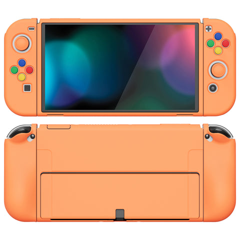 PlayVital ZealProtect Soft Protective Case for Nintendo Switch OLED, Flexible Protector Joycon Grip Cover for Nintendo Switch OLED with Thumb Grip Caps & ABXY Direction Button Caps - Apricot Yellow - XSOYM5011