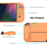 PlayVital ZealProtect Soft Protective Case for Nintendo Switch OLED, Flexible Protector Joycon Grip Cover for Nintendo Switch OLED with Thumb Grip Caps & ABXY Direction Button Caps - Apricot Yellow - XSOYM5011