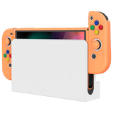 PlayVital ZealProtect Soft Protective Case for Nintendo Switch OLED, Flexible Protector Joycon Grip Cover for Nintendo Switch OLED with Thumb Grip Caps & ABXY Direction Button Caps - Apricot Yellow - XSOYM5011