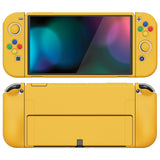 PlayVital ZealProtect Soft Protective Case for Nintendo Switch OLED, Flexible Protector Joycon Grip Cover for Nintendo Switch OLED with Thumb Grip Caps & ABXY Direction Button Caps - Bright Yellow - XSOYM5008