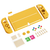 PlayVital ZealProtect Soft Protective Case for Nintendo Switch OLED, Flexible Protector Joycon Grip Cover for Nintendo Switch OLED with Thumb Grip Caps & ABXY Direction Button Caps - Bright Yellow - XSOYM5008