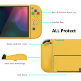 PlayVital ZealProtect Soft Protective Case for Nintendo Switch OLED, Flexible Protector Joycon Grip Cover for Nintendo Switch OLED with Thumb Grip Caps & ABXY Direction Button Caps - Bright Yellow - XSOYM5008