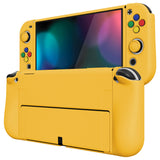 PlayVital ZealProtect Soft Protective Case for Nintendo Switch OLED, Flexible Protector Joycon Grip Cover for Nintendo Switch OLED with Thumb Grip Caps & ABXY Direction Button Caps - Bright Yellow - XSOYM5008