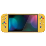 PlayVital ZealProtect Soft Protective Case for Nintendo Switch OLED, Flexible Protector Joycon Grip Cover for Nintendo Switch OLED with Thumb Grip Caps & ABXY Direction Button Caps - Bright Yellow - XSOYM5008