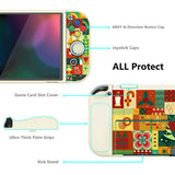 PlayVital ZealProtect Soft Protective Case for Switch OLED, Flexible Protector Joycon Grip Cover for Switch OLED with Thumb Grip Caps & ABXY Direction Button Caps - Christmas Wrap - XSOYV6047
