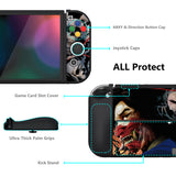 PlayVital ZealProtect Soft Protective Case for Switch OLED, Flexible Protector Joycon Grip Cover for Switch OLED with Thumb Grip Caps & ABXY Direction Button Caps - Ghost of Samurai - XSOYV6032