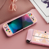 PlayVital ZealProtect Soft Protective Case for Switch OLED, Flexible Protector Joycon Grip Cover for Switch OLED with Thumb Grip Caps & ABXY Direction Button Caps - Magic Wings - XSOYV6046