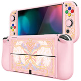 PlayVital ZealProtect Soft Protective Case for Switch OLED, Flexible Protector Joycon Grip Cover for Switch OLED with Thumb Grip Caps & ABXY Direction Button Caps - Magic Wings - XSOYV6046