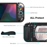 PlayVital ZealProtect Soft Protective Case for Switch OLED, Flexible Protector Joycon Grip Cover for Switch OLED with Thumb Grip Caps & ABXY Direction Button Caps - Silver Splatter - XSOYV6045