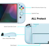PlayVital ZealProtect Soft Protective Case for Nintendo Switch OLED, Flexible Protector Joycon Grip Cover for Nintendo Switch OLED with Thumb Grip Caps & ABXY Direction Button Caps - Sky Blue - XSOYM5009