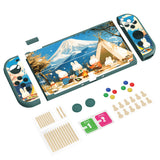 PlayVital ZealProtect Soft Protective Case for Switch OLED, Flexible Protector Joycon Grip Cover for Switch OLED with Thumb Grip Caps & ABXY Direction Button Caps - Camping Bunnies - XSOYV6052