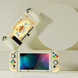 PlayVital ZealProtect Soft Protective Case for Nintendo Switch, Flexible Cover for Switch with Tempered Glass Screen Protector & Thumb Grips & ABXY Direction Button Caps - Pudding Rabbit - RNSYV6063
