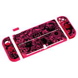 PlayVital ZealProtect Soft Protective Case for Switch OLED, Flexible Protector Joycon Grip Cover for Switch OLED with Thumb Grip Caps & ABXY Direction Button Caps - VV & Bright Pink - XSOYV6055