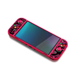 PlayVital ZealProtect Soft Protective Case for Switch OLED, Flexible Protector Joycon Grip Cover for Switch OLED with Thumb Grip Caps & ABXY Direction Button Caps - VV & Bright Pink - XSOYV6055