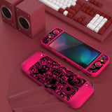 PlayVital ZealProtect Soft Protective Case for Switch OLED, Flexible Protector Joycon Grip Cover for Switch OLED with Thumb Grip Caps & ABXY Direction Button Caps - VV & Bright Pink - XSOYV6055