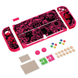 PlayVital ZealProtect Soft Protective Case for Switch OLED, Flexible Protector Joycon Grip Cover for Switch OLED with Thumb Grip Caps & ABXY Direction Button Caps - VV & Bright Pink - XSOYV6055