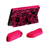 PlayVital ZealProtect Soft Protective Case for Switch OLED, Flexible Protector Joycon Grip Cover for Switch OLED with Thumb Grip Caps & ABXY Direction Button Caps - VV & Bright Pink - XSOYV6055