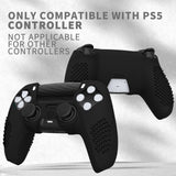 PlayVital 2 Set Upgraded 3D Studded Edition Black Silicone Cover Skin for PS5 Controller with 6 Thumb Grips & 2 Stickers, Anti-Slip Shockproof Controller Grip Case - Compatible with Charging Dock - TVAPFP007