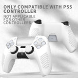 PlayVital 2 Set Upgraded 3D Studded Edition White Silicone Cover Skin for PS5 Controller with 6 Thumb Grips & 2 Stickers, Anti-Slip Shockproof Controller Grip Case - Compatible with Charging Dock - TVAPFP008