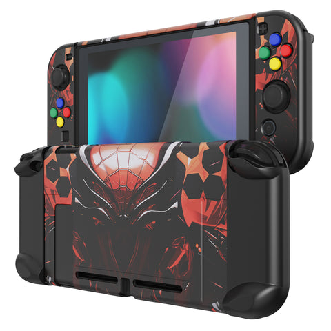 eXtremeRate PlayVital Spider Armor Back Cover for Nintendo Switch, NS Joycon Handheld Controller Protector Hard Shell, Dockable Protective Case with Colorful ABXY Direction Button Caps - NTT125