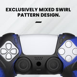 PlayVital Guardian Edition Blue & Black Ergonomic Soft Controller Silicone Case Grips for PS5, Rubber Protector Skins with Thumbstick Caps for PS5 Controller – Compatible with Charging Station - YHPF029