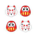 PlayVital Joystick Caps for Nintendo Switch, Thumbstick Caps for Switch Lite, Analog Cover for Joycon of Switch OLED, Thumb Grip Caps for Switch & Switch Lite & Switch OLED - Daruma & Kitsune - NJM1207