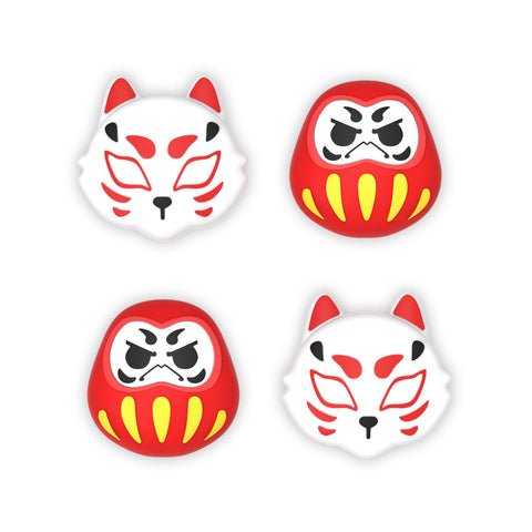 PlayVital Joystick Caps for Nintendo Switch, Thumbstick Caps for Switch Lite, Analog Cover for Joycon of Switch OLED, Thumb Grip Caps for Switch & Switch Lite & Switch OLED - Daruma & Kitsune - NJM1207