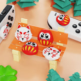 PlayVital Joystick Caps for Nintendo Switch, Thumbstick Caps for Switch Lite, Analog Cover for Joycon of Switch OLED, Thumb Grip Caps for Switch & Switch Lite & Switch OLED - Daruma & Kitsune - NJM1207