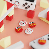 PlayVital Joystick Caps for Nintendo Switch, Thumbstick Caps for Switch Lite, Analog Cover for Joycon of Switch OLED, Thumb Grip Caps for Switch & Switch Lite & Switch OLED - Daruma & Kitsune - NJM1207