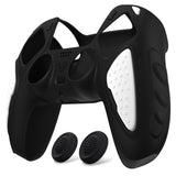 PlayVital Knight Edition Black & White Two Tone Anti-Slip Silicone Cover Skin for Playstation 5 Controller, Soft Rubber Case for PS5 Controller with Thumb Grip Caps - QSPF002