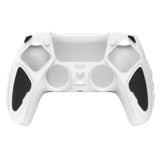 PlayVital Knight Edition White & Black Two Tone Anti-Slip Silicone Cover Skin for Playstation 5 Controller, Soft Rubber Case for PS5 Controller with Thumb Grip Caps - QSPF004