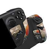 PlayVital Professional Textured Soft Rubber Pads Handle Grips for Steam Deck LCD & OLED, Trackpads Skin Grip Enhancement Back Button Protective Stickers Set with Thumb Grip Caps - View of Rising Sun - FHSDV002