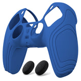 PlayVital Samurai Edition Blue Anti-slip Controller Grip Silicone Skin, Ergonomic Soft Rubber Protective Case Cover for PlayStation 5 PS5 Controller with Black Thumb Stick Caps - BWPF008