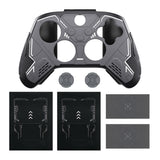 PlayVital Stellar Mecha Silicone Cover Skin for Xbox Series X/S Controller, Anti-slip Grip Protector with Thumb Grips & Sticker for Xbox Core Wireless Controller - Black & Gunmetal Gray - SAXX3P001