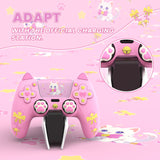PlayVital Sweetheart Kitty Silicone Cover for ps5 Controller with 6 Joystick Caps and 6 Sticker, Soft Anti-Slip Full Protection Grip Skin Compatible with ps5 Charging Dock - Pink - LRRPFP001