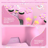 PlayVital Sweetheart Kitty Silicone Cover for ps5 Controller with 6 Joystick Caps and 6 Sticker, Soft Anti-Slip Full Protection Grip Skin Compatible with ps5 Charging Dock - Pink - LRRPFP001