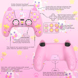 PlayVital Sweetheart Kitty Silicone Cover for ps5 Controller with 6 Joystick Caps and 6 Sticker, Soft Anti-Slip Full Protection Grip Skin Compatible with ps5 Charging Dock - Pink - LRRPFP001