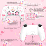 PlayVital Sweetheart Kitty Silicone Cover for ps5 Controller with 6 Joystick Caps and 6 Sticker, Soft Anti-Slip Full Protection Grip Skin Compatible with ps5 Charging Dock - White - LRRPFP002