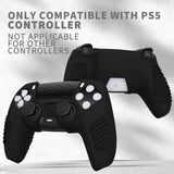 PlayVital Upgraded 3D Studded Edition Black Silicone Cover Skin for PS5 Controller with 6 Thumb Grips & 2 Stickers, Anti-Slip Shockproof Controller Grip Case - Compatible with Charging Dock - TVAPFP001