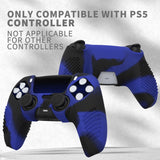 PlayVital Upgraded 3D Studded Edition Blue & Black Silicone Cover Skin for PS5 Controller with 6 Thumb Grips & 2 Stickers, Anti-Slip Shockproof Controller Grip Case - Compatible with Charging Dock - TVAPFP004