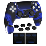 PlayVital Upgraded 3D Studded Edition Blue & Black Silicone Cover Skin for PS5 Controller with 6 Thumb Grips & 2 Stickers, Anti-Slip Shockproof Controller Grip Case - Compatible with Charging Dock - TVAPFP004